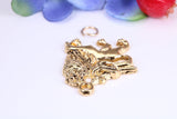 Rule Britannia Lion Charm, Made from Solid Cast Yellow Gold, British Hallmarked