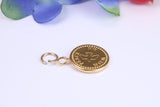 Peace, Joy and Wish Charm, Made from Solid Cast Yellow Gold, British Hallmarked