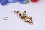 Snake Charm, Traditional Charm, Made from Solid Cast Yellow Gold, British Hallmarked