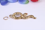 Snake Charm, Traditional Charm, Made from Solid Cast Yellow Gold, British Hallmarked