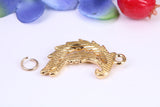 Floral Moon Charm, Traditional Charm, Made from Solid Cast Yellow Gold, British Hallmarked