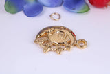 Sun and Moon Charm, Made from Solid Cast Yellow Gold, British Hallmarked