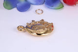 Sun and Moon Charm, Made from Solid Cast Yellow Gold, British Hallmarked