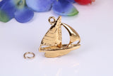 Sailing Boat Charm, Traditional Charm, Made from Solid Cast Yellow Gold, British Hallmarked