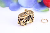 London Bus Charm, Made from Solid Cast Yellow Gold, British Hallmarked