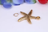 Starfish Charm, Made from Solid 925 Grade Sterling Silver, Complete with Attachment Link
