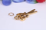 Scissor Charm, Traditional Charm, Made from Solid Cast Yellow Gold, British Hallmarked