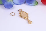 Vintage Mirror Charm, Traditional Charm, Made from Solid Cast Yellow Gold, British Hallmarked