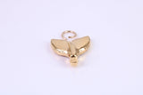 Whale Tail Charm, Made from Solid Cast Yellow Gold, British Hallmarked, Complete with Attachment Link