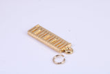 Key Board Charm, Traditional Charm, Made from Solid Cast Yellow Gold , British Hallmarked, Complete with Attachment Link