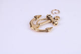 Anchor Charm, Traditional Charm, Made from Solid Cast Yellow Gold, British Hallmarked, Complete with Attachment Link