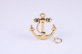Anchor Charm, Traditional Charm, Made from Solid Cast Yellow Gold, British Hallmarked, Complete with Attachment Link