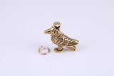 Raven Charm, Made from Solid Cast Yellow Gold, British Hallmarked, Complete with Attachment Link