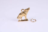 Wolf Charm, Traditional Charm, Made from Solid Cast Yellow Gold, British Hallmarked, Complete with Attachment Link