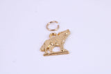 Wolf Charm, Traditional Charm, Made from Solid Cast Yellow Gold, British Hallmarked, Complete with Attachment Link