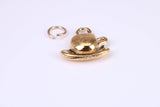 Tea Cup and Saucer Charm, Traditional Charm, Made from Solid Cast Yellow Gold, British Hallmarked, Complete with Attachment Link