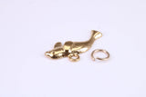 Manatee Charm, Made from Solid Cast Yellow Gold, British Hallmarked, Complete with Attachment Link
