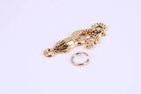 Squid Charm, Made from Solid Cast Yellow Gold, British Hallmarked