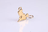 Witch on Broom Stick Charm, Traditional Charm, Made from Solid Cast British Hallmarked Yellow Gold