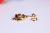 Wine Glass Charm, Traditional Charm, Made from Solid Yellow Gold, British Hallmarked, Complete with Attachment Link