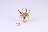 Spider Charm, Traditional Charm, Made from Solid Yellow Gold, British Hallmarked, Complete with Attachment Link