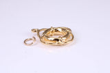 Lifebuoy Charm, Made from Solid Cast Yellow Gold, British Hallmarked, Complete with Attachment Link