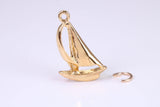 Sailing Dingy Charm, Made from Solid Yellow Gold, British Hallmarked, Complete with Attachment Link