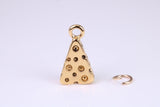 Wedge of Cheese Charm, Traditional Charm, Made from Solid Yellow Gold, British Hallmarked, Complete with Attachment Link