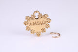 Love Amour Charm, Made from Solid Yellow Gold, British Hallmarked, Complete with Attachment Link