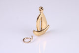 Sailing Dingy Charm, Made from Solid Cast Yellow Gold, British Hallmarked, Complete with Attachment Link