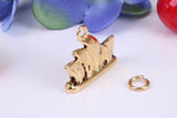 Sidney Opera House Charm, Made from Solid Cast Yellow Gold, British Hallmarked