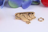 Sidney Opera House Charm, Made from Solid Cast Yellow Gold, British Hallmarked