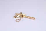 Princess Magic Wand Charm, Made from Solid Yellow Gold, British Hallmarked, Complete with Attachment Link