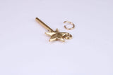 Princess Magic Wand Charm, Made from Solid Yellow Gold, British Hallmarked, Complete with Attachment Link
