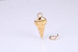 Ice Cream Cone Charm, Traditional Charm, Made from Solid Yellow, British Hallmarked, Complete with Attachment Link