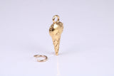 Ice Cream Cone Charm, Traditional Charm, Made from Solid Yellow, British Hallmarked, Complete with Attachment Link