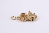 Car Charm, Traditional Charm, Made from Solid Yellow Gold, British Hallmarked, Complete with Attachment Link
