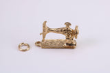 Sewing Machine Charm, Traditional Charm, Made from Solid Yellow Gold, British Hallmarked, Complete with Attachment Link