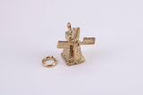 Windmill Charm, Traditional Charm, Made from Solid Yellow Gold, British Hallmarked, Complete with Attachment Link