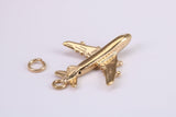 Jumbo Jet 747 Charm, Traditional Charm, Made from Solid Yellow Gold, British Hallmarked, Complete with Attachment Link