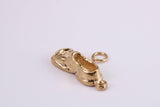 Old Shoe Charm, Traditional Charm, Made from Solid Yellow Gold, British Hallmarked, Complete with Attachment Link