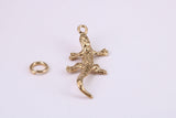 Gecko Lizard Charm, Traditional Charm, Made from Solid Yellow Gold, British Hallmarked, Complete with Attachment Link