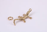 Gecko Lizard Charm, Traditional Charm, Made from Solid Yellow Gold, British Hallmarked, Complete with Attachment Link