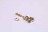 Guitar Charm, Made from Solid Yellow Gold, British Hallmarked, Complete with Attachment Link