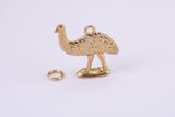 Emu Charm, Made from Solid Cast Yellow Gold, British Hallmarked, Complete with Attachment Link