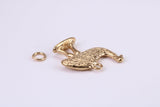 Emu Charm, Made from Solid Cast Yellow Gold, British Hallmarked, Complete with Attachment Link