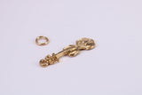 Violin Charm, Traditional Charm, Solid Yellow Gold, British Hallmarked, Complete with Attachment Link