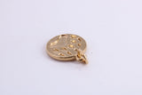 Paw Print Charm, Traditional Charm, Made from Solid Yellow Gold, British Hallmarked, Complete with Attachment Link