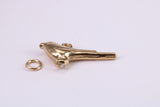 Long Tailed Bird Charm, Made from Solid Cast Yellow Gold, British Hallmarked, Complete with Attachment Link