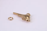 Long Tailed Bird Charm, Made from Solid Cast Yellow Gold, British Hallmarked, Complete with Attachment Link